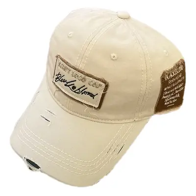 Women Men Retro Brown Ripped Cap