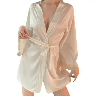 Black Camexue Belted Nightgown Women 2018