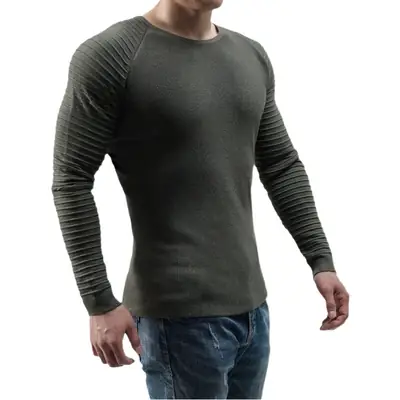 Men's 2024 Knit Round Neck Sweater Grey