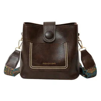 Black Korean Style Shoulder Bag with Wide Strap