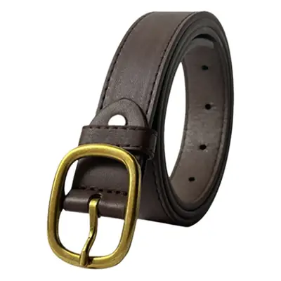 Women's Brown Leather Belt with Gold buckle for fashion wear