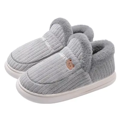 Lidani Bag-heel Cotton Slippers Women's Autumn and Winter fleece-lined Home Shoes Couple's Household Non-slip Cotton Shoes Men's Winter