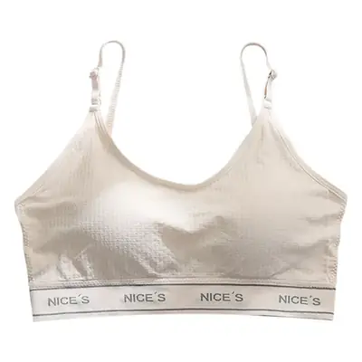 Women's Push Up V-Shape Bra Beige Adjustable Straps
