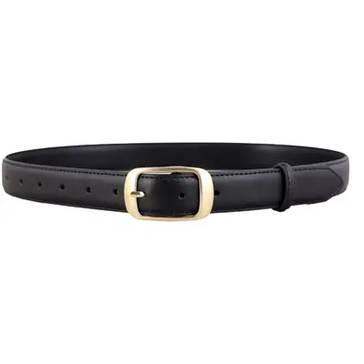 Women's Brown Genuine Leather Belt with Gold Buckle