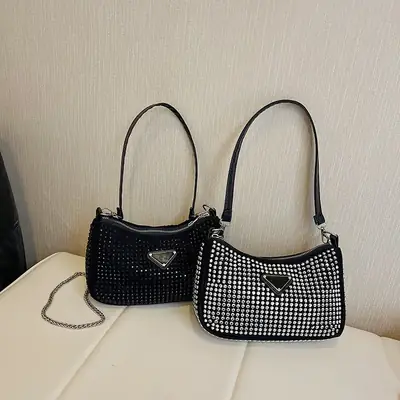 Rhinestone Shoulder Bag Women's Light Luxury 2024 Spring New