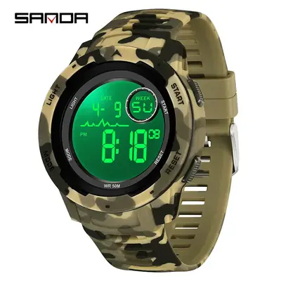 Sanda Military Camouflage Digital Watch for Teens