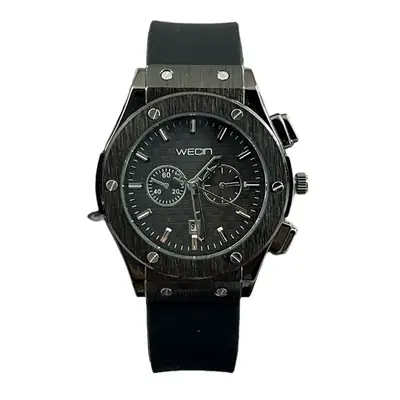 Men's Gold Chronograph Watch with Black Strap