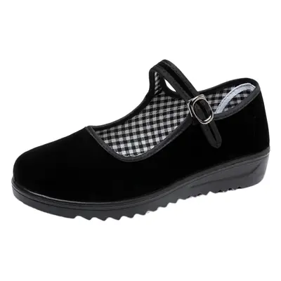 Women's Black Soft Sole Work Shoes with Beef Sole Design