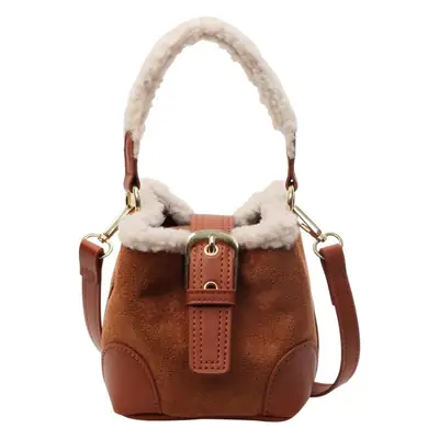 Lamb Wool Mini Bucket Bag Brown 2024
