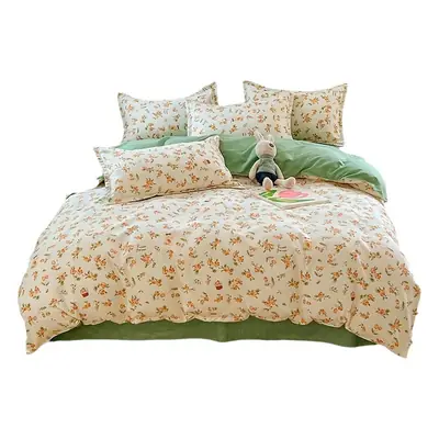 Genuine goods fresh class A pure cotton four-piece set skin-friendly bedding fully brushed bed sheet quilt cover dormitory three and four-piece set
