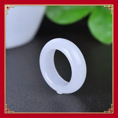 White Golden Silk Jade Ring Unisex Fashionable