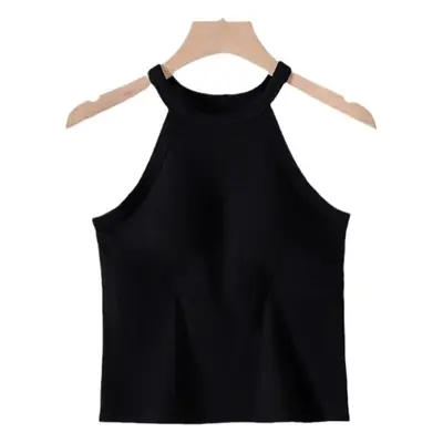 Halter Neck Tank Top with Built-In Bra Pads, Camisole with Fixed Bra Pads, Women's Plus Size Tank Top with Fixed Bra Pads