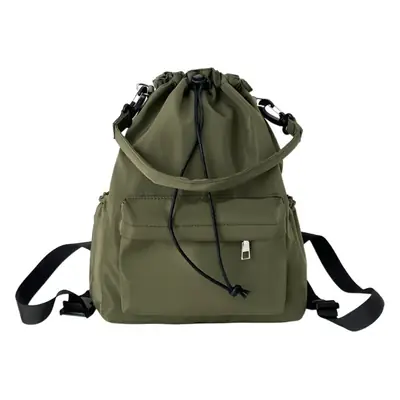 White Drawstring Shoulder Bag for Students