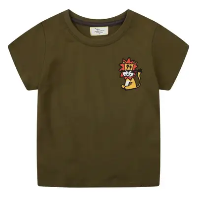 Olive Green New Kids Cotton Crewneck T-Shirt Medium