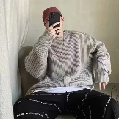 Men Knit Sweater Yellow Round Neck 2024