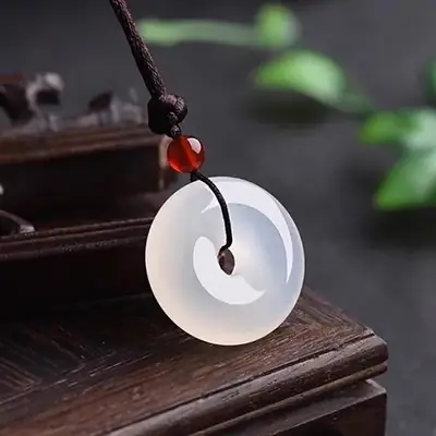 Ice White Chalcedony Peace Pendant for Men Women