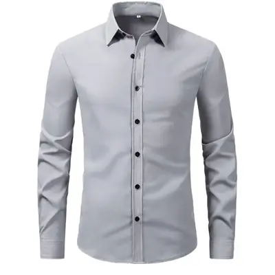 Men's Purple Long-Sleeve Lapel Shirt Business Casual
