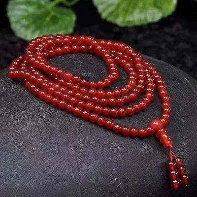 Red Agate Prayer Beads Multi-Circle Bracelet Sweater Chain