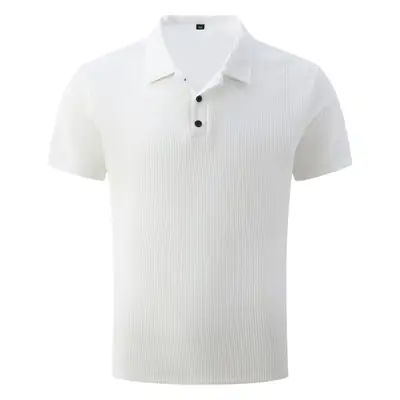 Men's Blue Ice Silk Polo T-Shirt Summer Collar