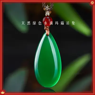 Green Agate Water Drop Pendant for Women