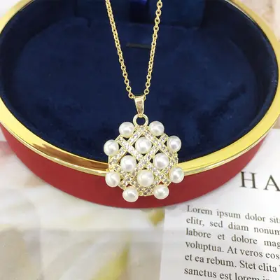 Luxury Pearl Pendant Necklace with Multi-Bead Design