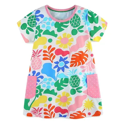 Girls Cartoon Printed Princess Skirt Summer Dress