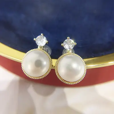 Princess Pearl Earrings Gold Plated Women's Fashion Jewelry