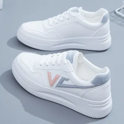 Women White Korean Casual Skate Shoes 2024