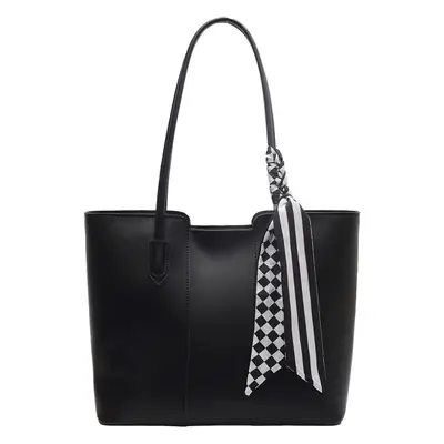 Pink Leather Tote Bag with Checkered Tassel for Women