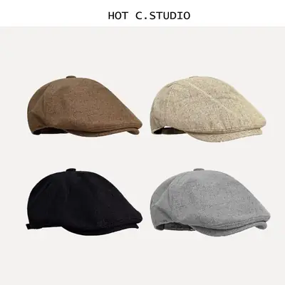 Japanese Retro Peaked Cap Men Women Cotton Linen British Style