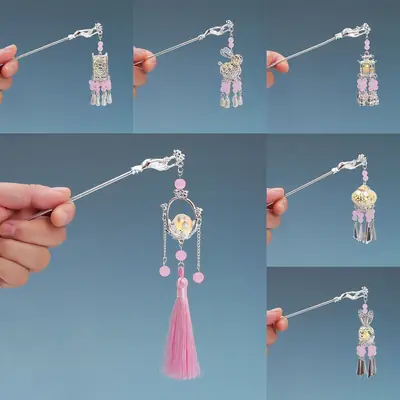 Ancient Light-Emitting Hairpin Lamp with Tassel Design