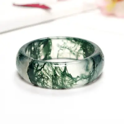 Green Ice-Type Agate Finger Ring for Men Women