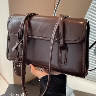 Women Retro Brown Leather Shoulder Bag 2023