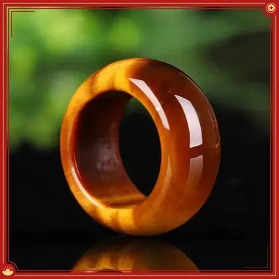Yellow Tiger Eye Stone Ring for Men Women Jade Handheld Tassel Running Ring