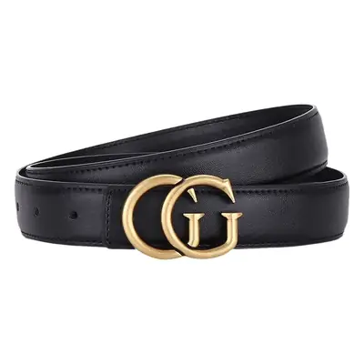 Double G Women's Black Belt with Gold Buckle