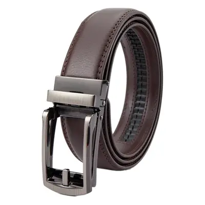 Men's Leather Belt Clickbelt Buckle Brown Two-Layer