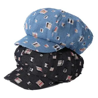 Women Korean Style Denim Rippen Cap Sun Protection