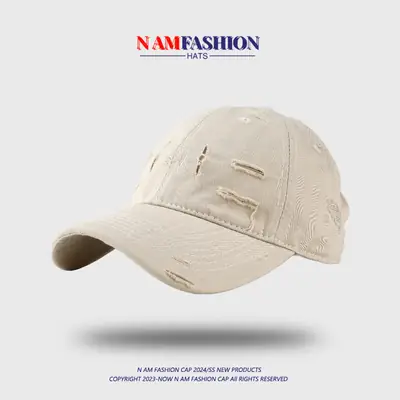 Retro Distressed Cap Sun Proof Men Women Maroon