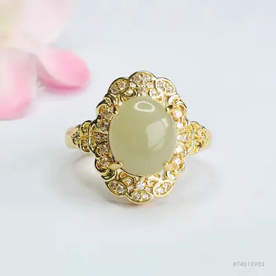 Guan Yu Hetian Jade Ring Clear Water Jade