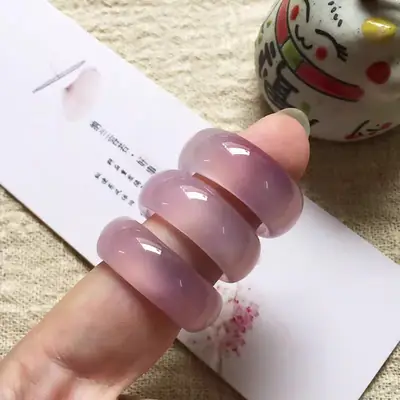Pink Purple Chalcedony Finger Rings for Women