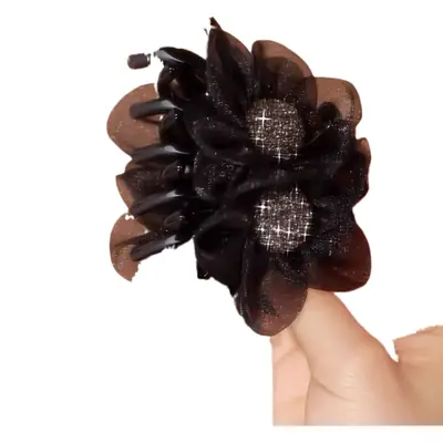 Purple Floral Full Diamond Hairpin Clip Back