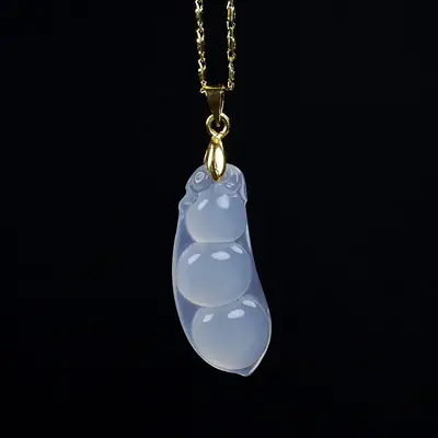 Elegant Chalcedony Lucky Bean Pendant Necklace for Women
