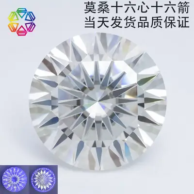 Moissanite Round Crystal 18K White Gold 10x18
