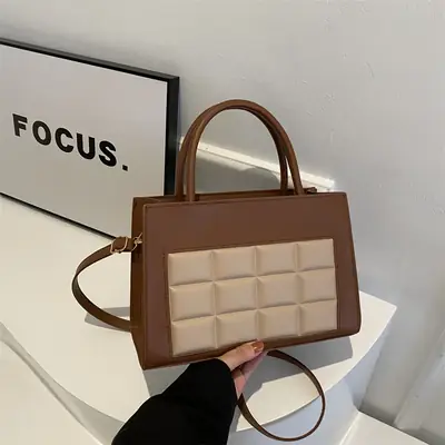 Women Plaid Bag Retro Contrast Shoulder Messenger 2024
