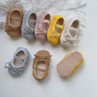 2024 spring new baby shoes western style baby girls' non-slip anti-fall heel toddler shoes genuine leather Yangjing soft bottom shoes