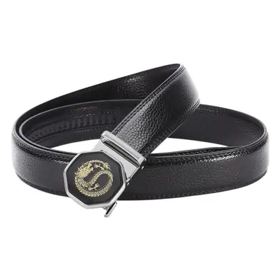 Men's Black Genuine Leather Automatic Buckle Belt