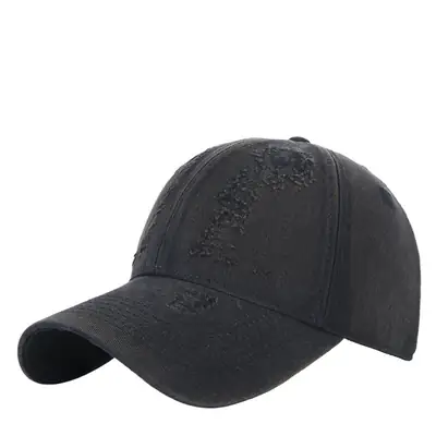 Women Distressed Cotton Cap Grey Large Head