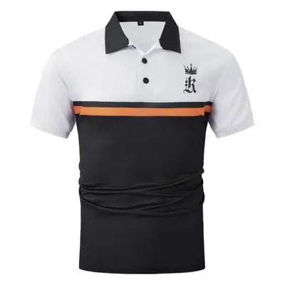 Men's 2026 Printed Polo Shirt White Black Blue