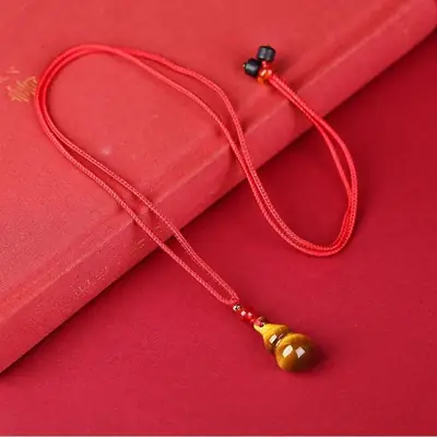 Yellow Tiger Eye Gourd Necklace for Men Women