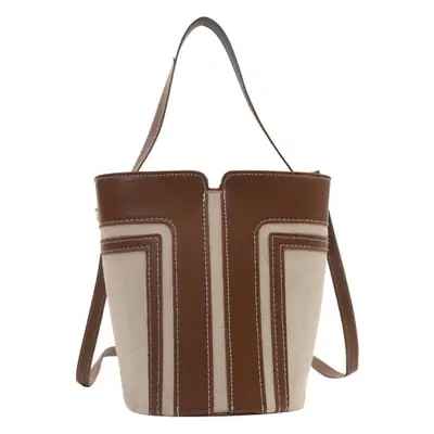 Trendy Brown Leather Bucket Bag with Crossbody Strap